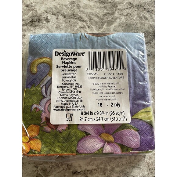 Dora Flower Adventure Beverage Dessert Cake Napkins 16 Ct Birthday Party  2 Pack - Picture 2 of 2